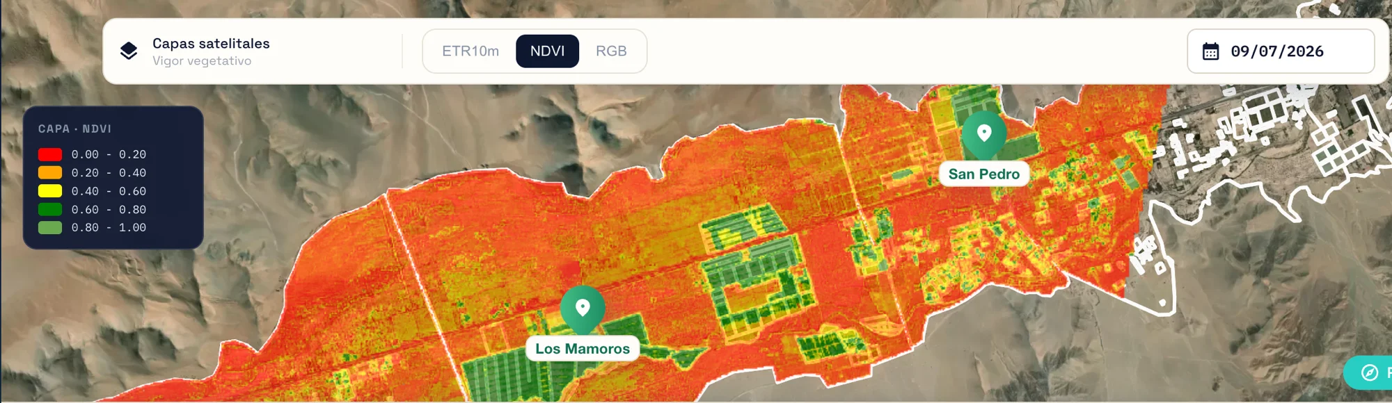 Delimitación satelital de una zona de monitoreo y capa NDVI de vigor vegetativo